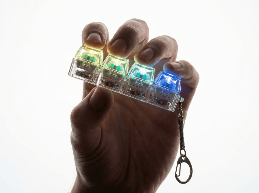 Setkeys Schlüsselanhänger mit vier mechanischen Switches.